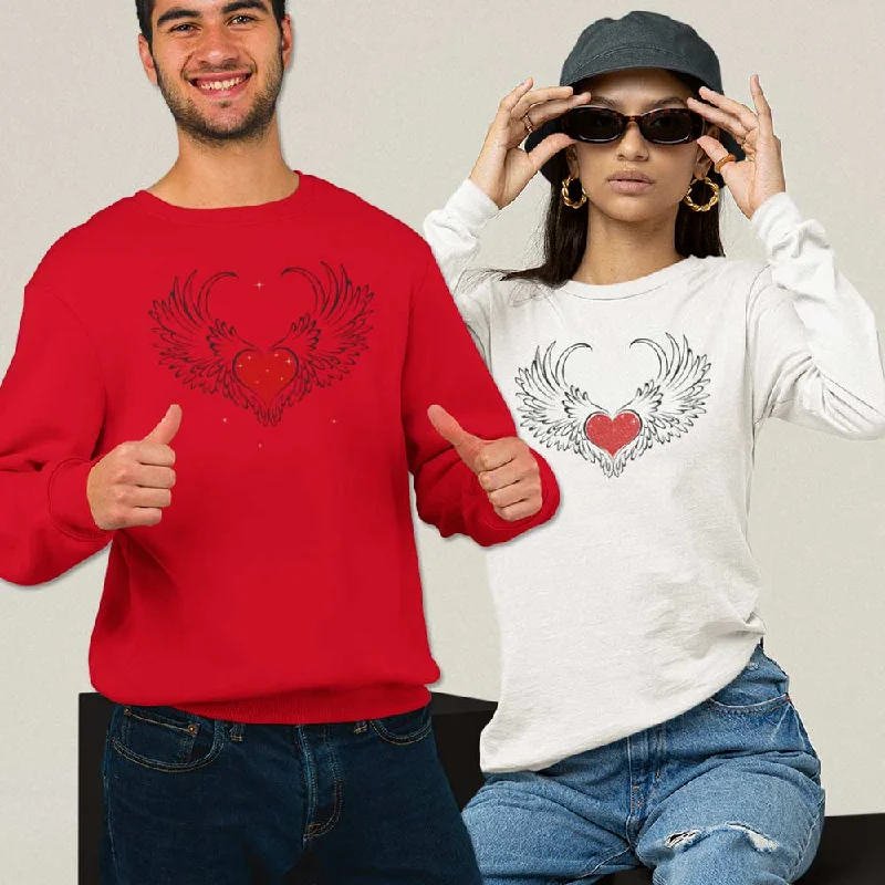 Heart with white wing long sleeve unisex t-shirt