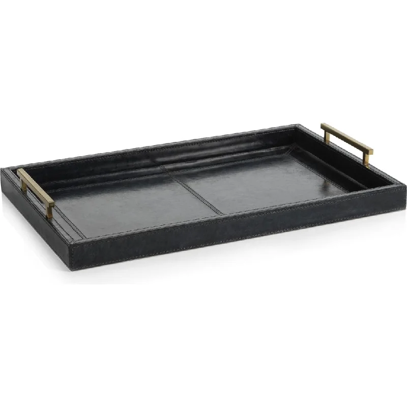 Somerstown 22" Long Blue Leather Bar Tray