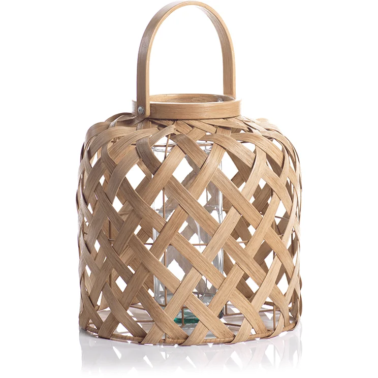 Samar 13" Tall Flatcore Rattan Decorative Lantern