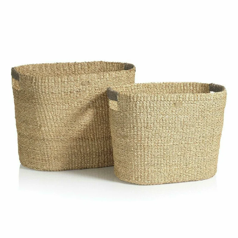 Lucena  Oval Abaca Baskets, Set of 2