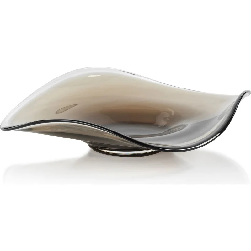 Vellerti Taupe Wave Glass Bowl