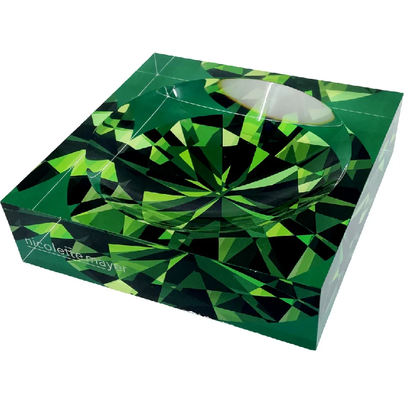 Facets Green Acrylic Candy Dish 6x6