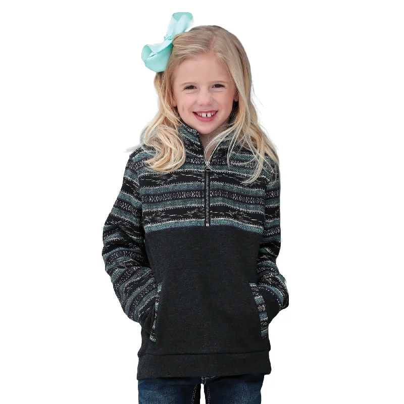 Cinch Youth Girl's Black Half Zip Pullover CWK8880001