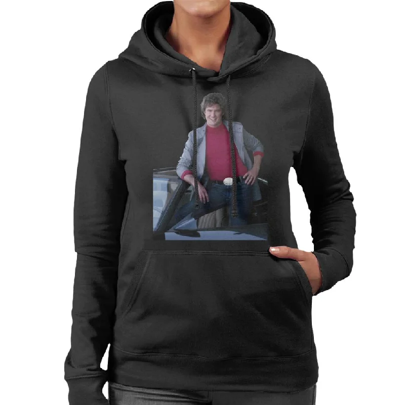 Knight Rider Michael Knight Posing In KITT Women's Hooded Sweatshirt