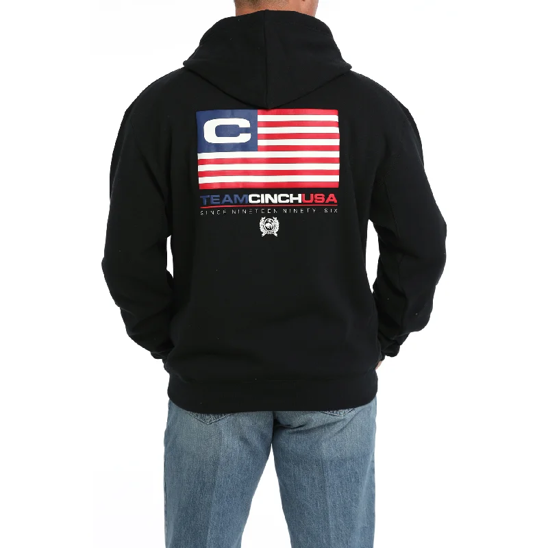 Cinch Men's Throwback Varsity 3D Logo Black Pullover Hoodie MWK1185023