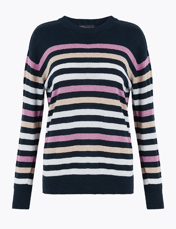 Pure Cotton Striped Relaxed Jumper