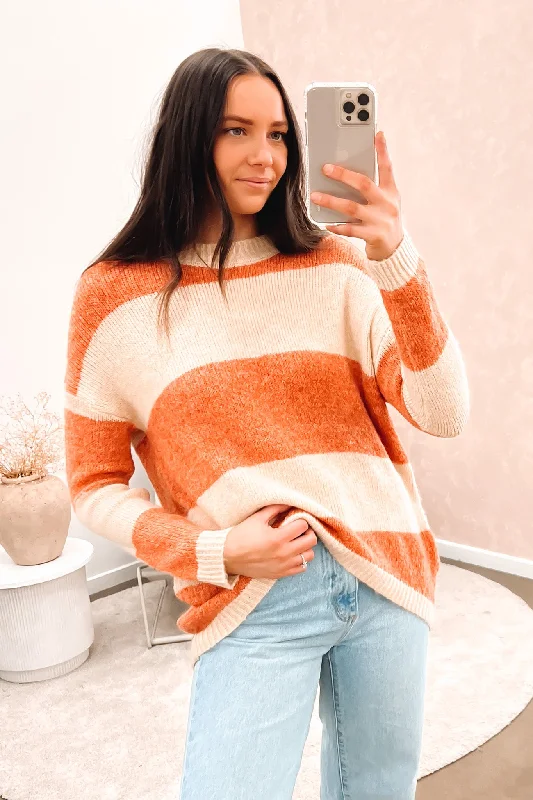 Isaac Knit Jumper Orange Beige