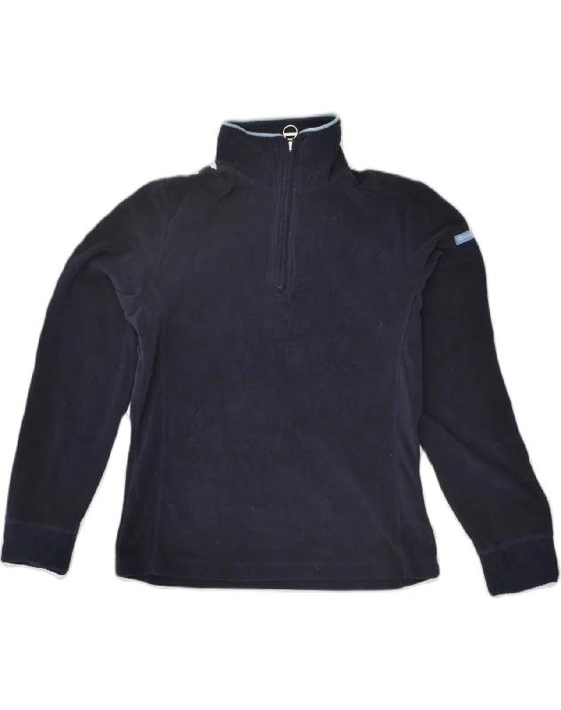 CHAMPION Womens Zip Neck Fleece Jumper Medium Navy Blue Polyester