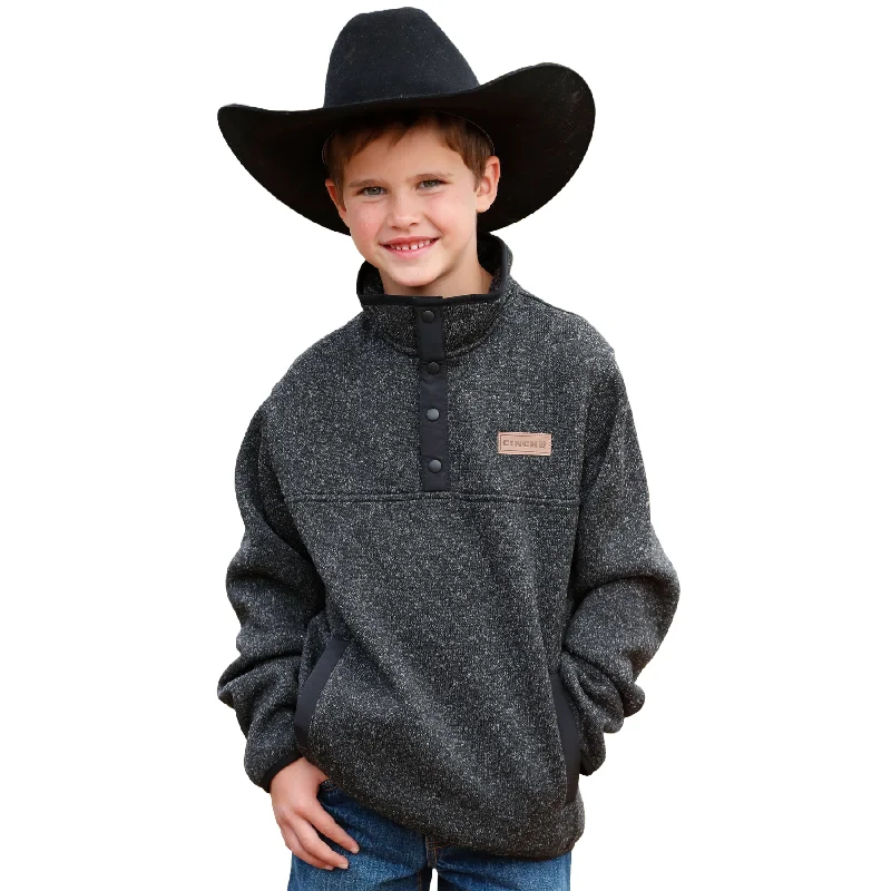 Cinch Youth Boy's Heather Charcoal Fleece Pullover MWK7330004