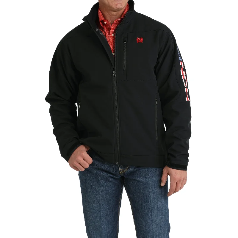 Cinch Men's Solid Bonded Logo Printed Black Jacket MWJ1567011