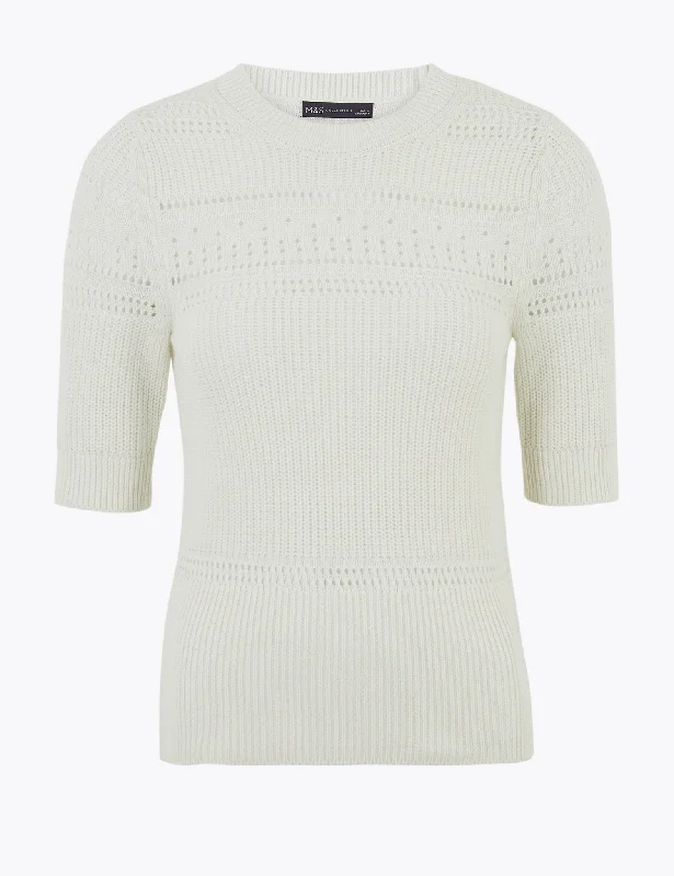 Pure Cotton Knitted Short Sleeve Jumper