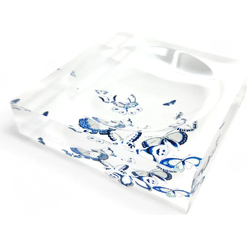 Butterfly Chinois Blue Acrylic Candy Dish 6x6