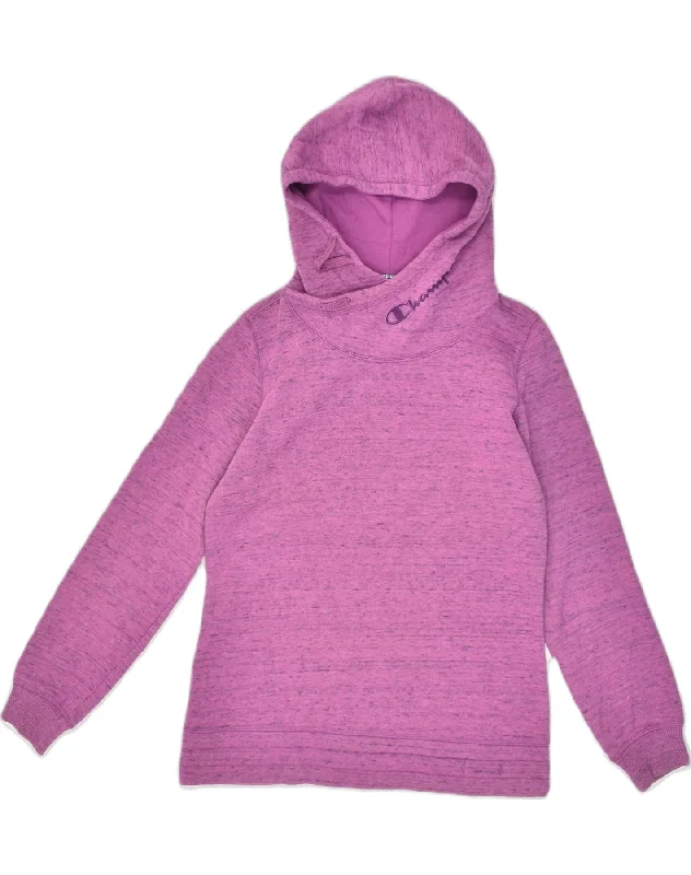 CHAMPION Womens Hoodie Jumper UK 12 Medium Pink Cotton