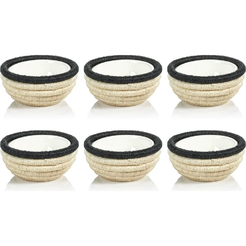 Matera 5.25"Coiled Abaca Condiment Bowls, Set of 6