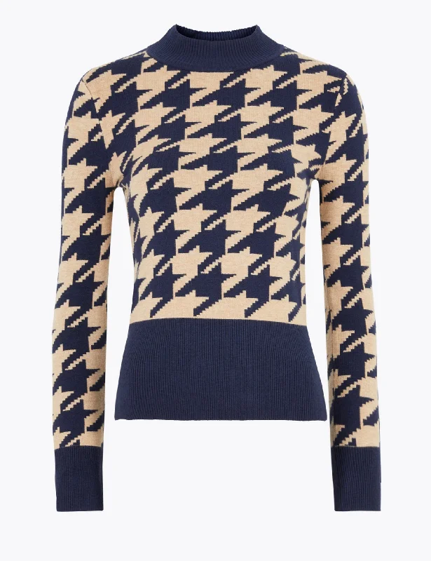 Soft Touch Dogtooth Funnel Neck Jumper