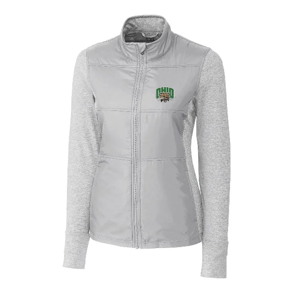 Ohio Bobcats Women's Cutter & Buck Stealth Hybrid Quilted Full Zip Windbreaker Jacket