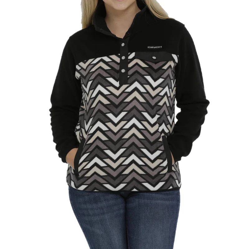 Cinch® Ladies Black Chevron Print Polar Fleece Pullover MAK9819005