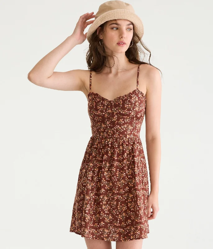 Aeropostale Floral Sweetheart Bustier Fit & Flare Dress