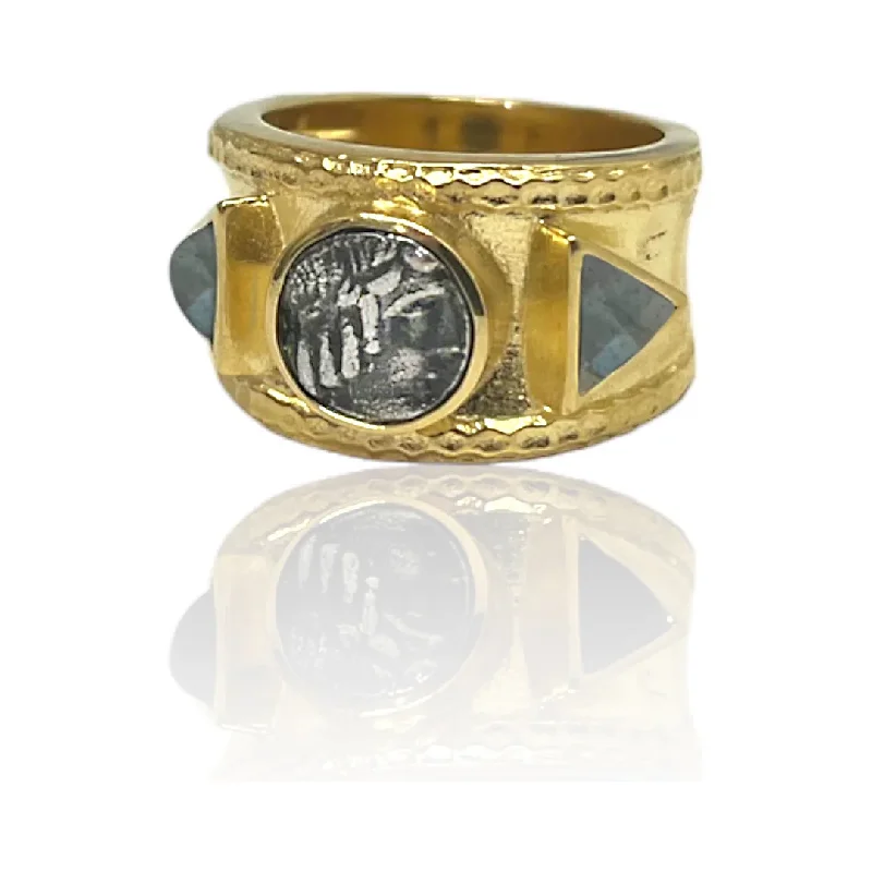 COIN LABRODORITE TRE RING