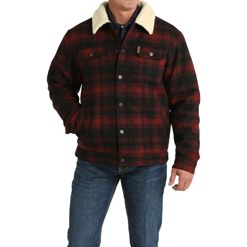 Cinch Men's Wooly Red Plaid Trucker Jacket MWJ1511009