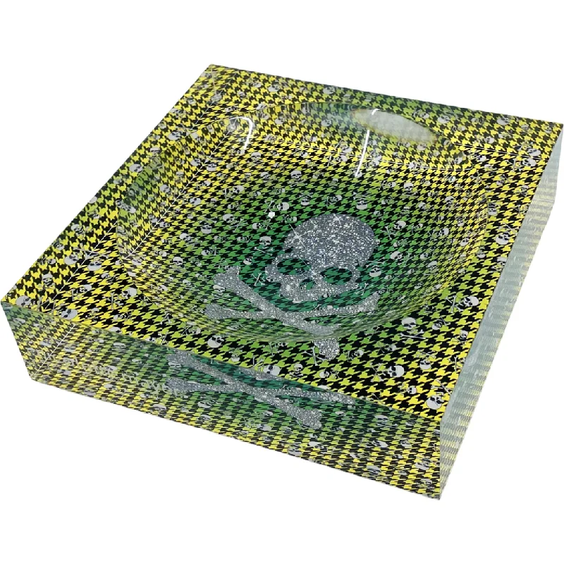 CrossBones Houndstooth Green Yellow Acrylic Candy Dish 6x6