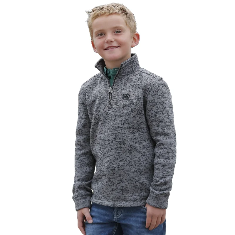 Cinch Youth Boy's 1/4 Zip Grey Pullover Sweater MWK7980002