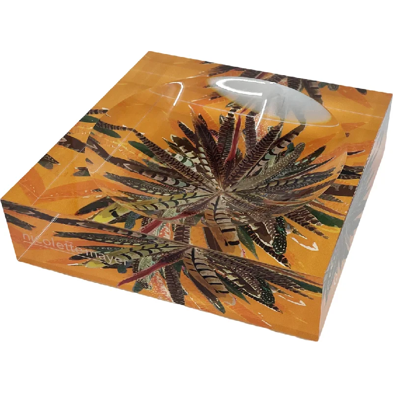 Pheasant Feathers Butternut Acrylic Candy Dish 6x6