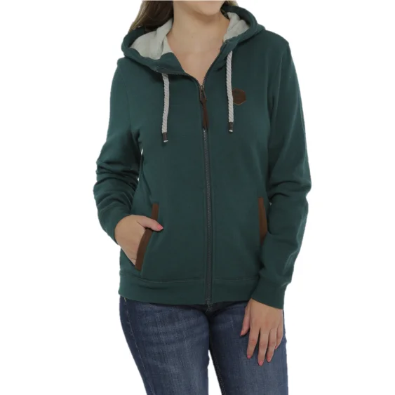 Cinch® Ladies Faux Leather & Dark Green Full Zip Hoodie MAJ7896001