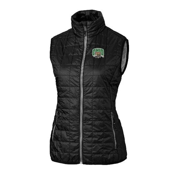 Ohio Bobcats Women's Cutter & Buck Rainier PrimaLoft® Eco Insulated Full Zip Black Puffer Vest