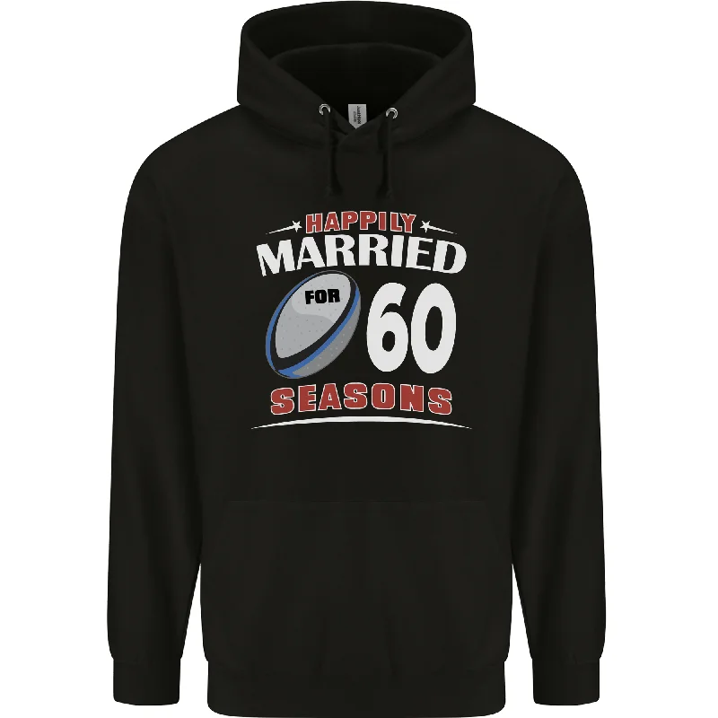 60 Year Wedding Anniversary 60th Rugby Mens 80% Cotton Hoodie