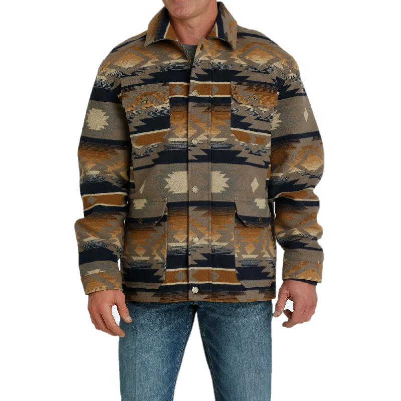 Cinch Men's Tan & Multicolor Aztec Print Frontier Coat MWJ1572003