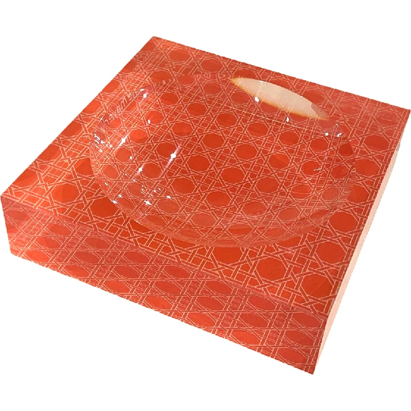 Sublime Trellis Salmon Acrylic Candy Catchall Dish 6x6