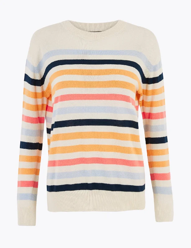 Pure Cotton Striped Relaxed Jumper