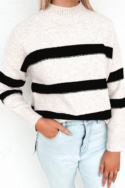 Bailey Knit Jumper Oatmeal Black